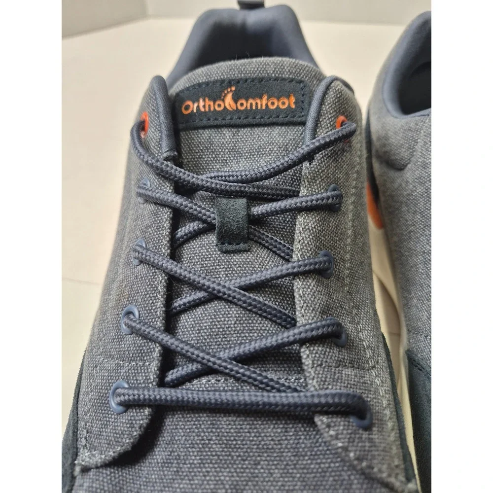 OrthoComfoot Mens ZGBX26B Grey Canvas Navy Suede Sneakers EU 47 US 13 Low Top